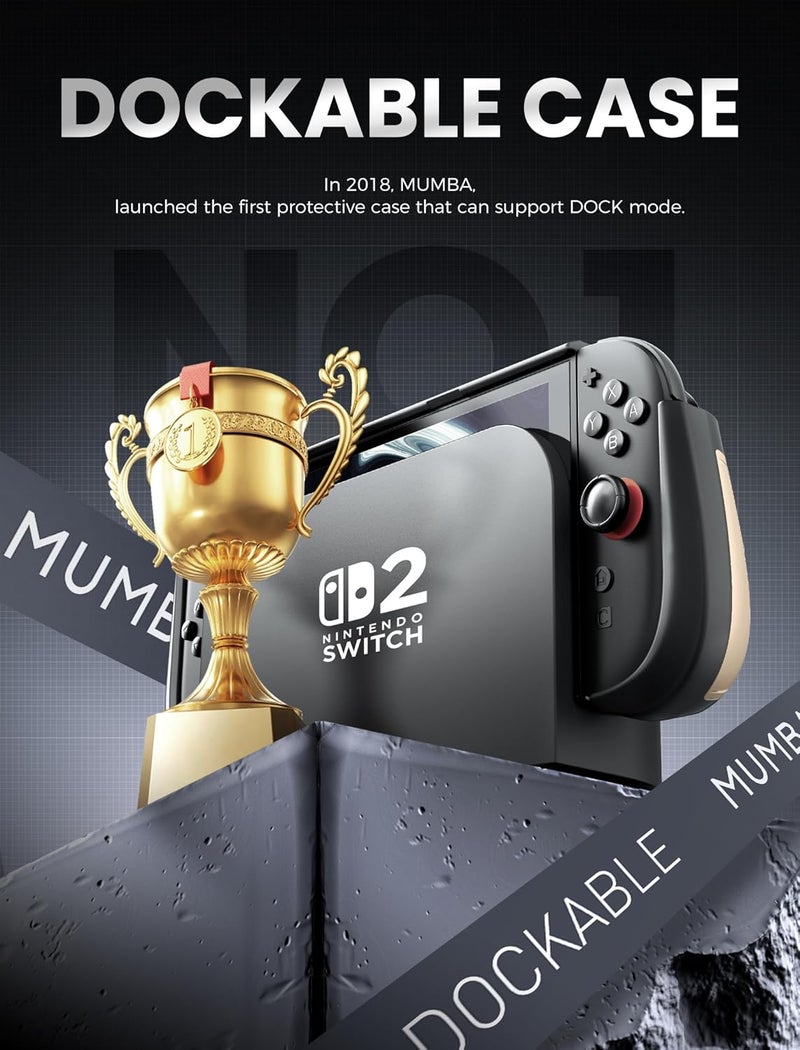 Mumba Dockable for Nintendo Switch 2 Case with Flip Stand, [Titan] Ergonomic Switch 2 Grip Protective Cover Holds 5 Game Cards & 2 TF Cards TPU Accessories and Quick-Release Joy-Con Design (Desert) - Image 5
